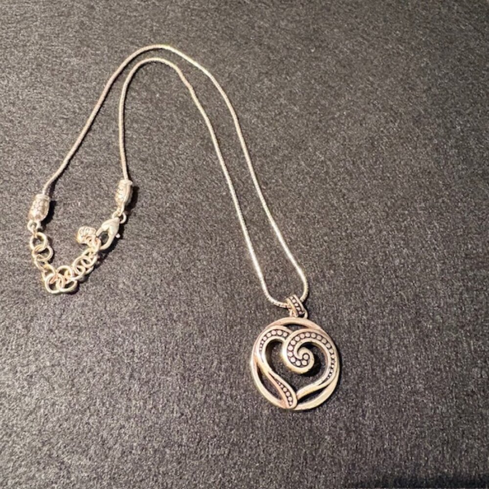 Brighton Ayu Heart Retired Pendant Necklace Pebble Dot Circular Silver Plated